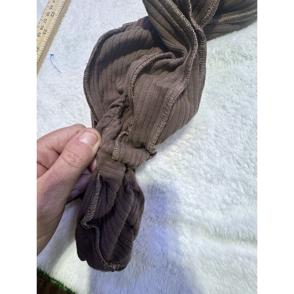 Bad society Club Dark Brown Ribbed Leggings Form Fit Y2K V Line XL Soft Comfy - Picture 6 of 12